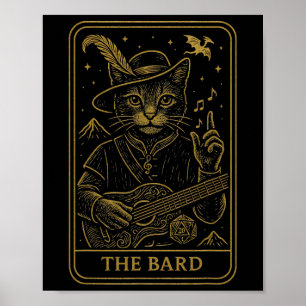 Poster Jogador De Rpg O Rd D20 Dice Nerdy Geek Gato Homen