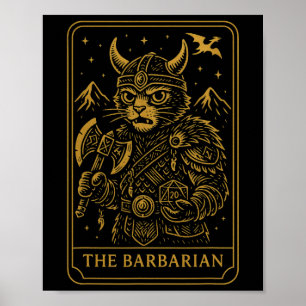 Poster Jogador de Rpg Rrian D20 Dados Nerdy Geek Gato Hom
