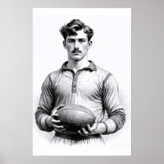Poster Jogador de Rugby Vintage
