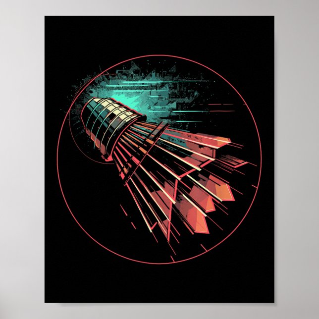 Poster Jogador de Shuttle Badminton Steampunk (Frente)