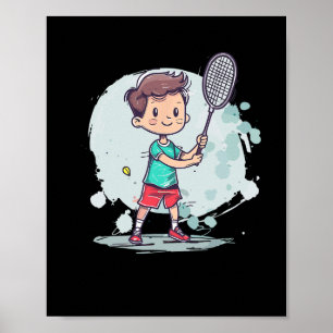 Poster Jogador de Shuttle do Boy Badminton