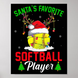 Poster Jogador de Softball favorito dos papais noeis - Pa
