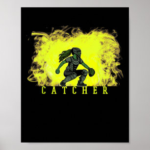 Poster Jogador de Softll Catcher Com Fundo de Fumaça Amar