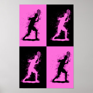 Poster Jogador de Tênis Abstrato - estilo Aquarela