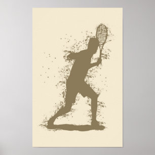 Poster Jogador de Tênis - Arte em Aquarela Abstrata