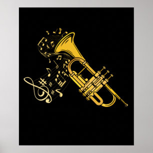Poster Jogador de Trompete Jazz Música Presente Grande T