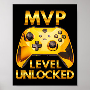 Poster Jogador de Video Game Nível MVP Desbloqueado Doura