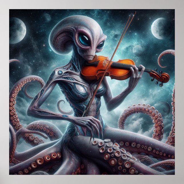 Poster Jogador de Violino de Octopus de Octopus de Aliení (Frente)