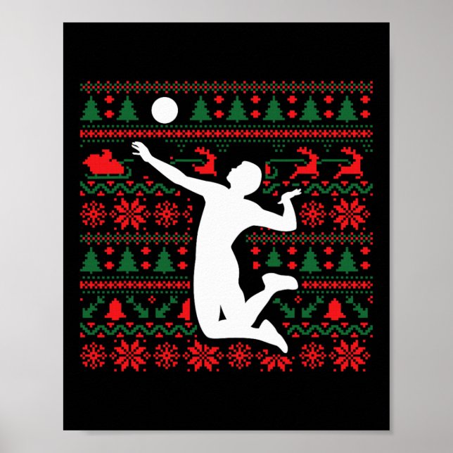 Poster Jogador de vôlei de Natal feliz X (Frente)
