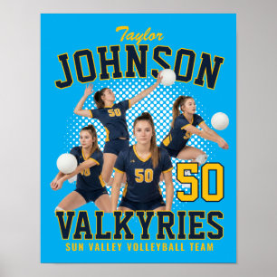 Poster Jogador de Volei Foto Personalizada Bootleg Esport
