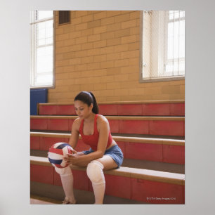 Poster Jogador de voleibol com voleibol