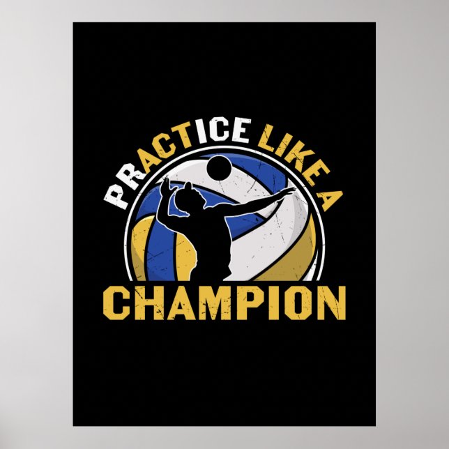 Poster Jogador de Voleibol | Prática Como Um Campeão (Frente)