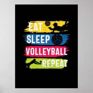 Poster Jogador de Voleibol Repetir o Voleibol do Sono