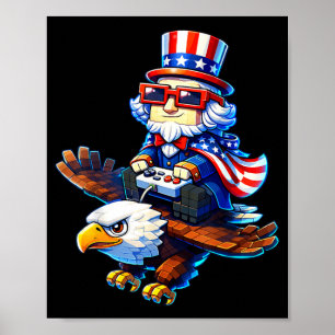 Poster Jogador do Dia 4 de Julho Patriótico Tio Sam Pixel