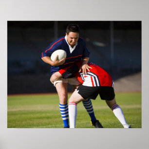 Poster Jogador do rugby que aborda outro