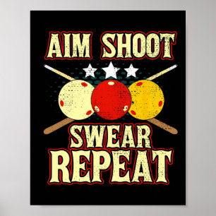 Poster Jogador Funny Billiards Routine Aim Shoot Sweot Re