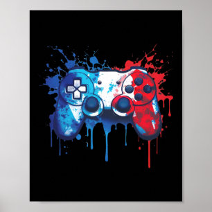 Poster Jogador - Jogo 2 Azul Branco Vermelho - 4 De Julho