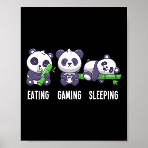 Poster Jogador Panda Comendo Jogos Dormindo Para Multijog