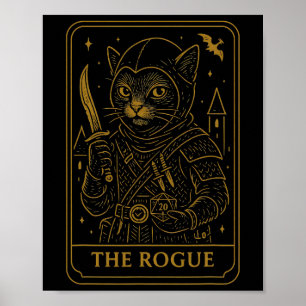 Poster Jogador Rpg Renegado D20 Dados Nerdy Geek Gato Hom