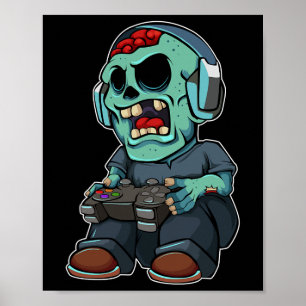 Poster Jogador Zombie preguiçoso Halloween Costume Engraç
