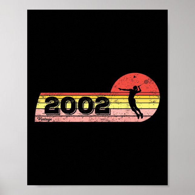 Poster Jogadora de badminton nascida em 2002 Aniversário  (Frente)