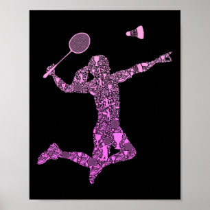 Poster Jogadora de Badminton Peteca Garotas Mulheres 