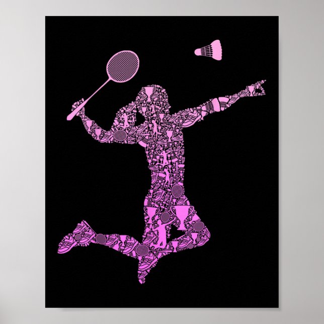 Poster Jogadora de Badminton Peteca Garotas Mulheres  (Frente)