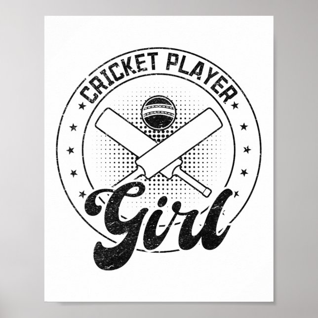 Poster Jogadora de Críquete Menina  (Frente)