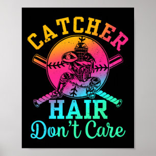 Poster Jogadora de Softball Cabelo Não Liga Softll Apanha
