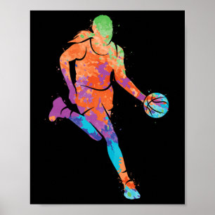 Poster Jogadora do Bysketbyll Crianças Meninas Mulheres B