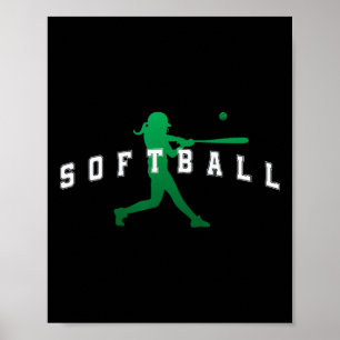 Poster Jogadora do Time Verde de Softbol Texto da Varsity