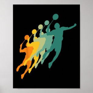 Poster Jogadores De Badminton Do Retro Enchem Caco De Rac