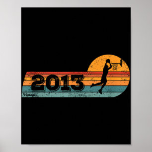 Poster Jogadores de basquete Vintage Nascer 2013 Birthday