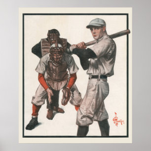 Poster Jogadores de Beisebol Esportivo Vintage
