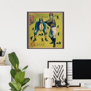 Póster Jogadores de beisebol esportivo vintage no jogo em