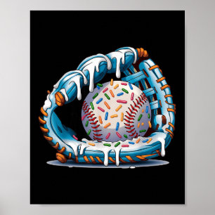 Poster Jogadores Engraçados De Sorvete Com Luva De Baseba