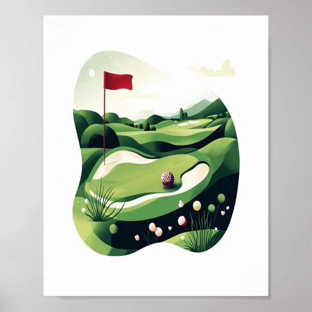Poster Jogando Campo de Golfe (Frente)