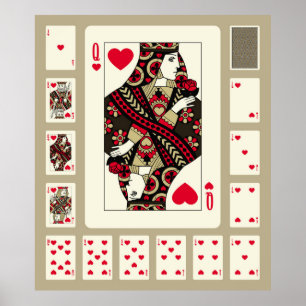 Poster Jogando cartas de "Hearts" no estilo antigo. Ori