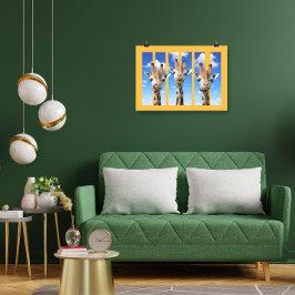 Póster Jogando Girafa Trio Wall Art, Safari Déco