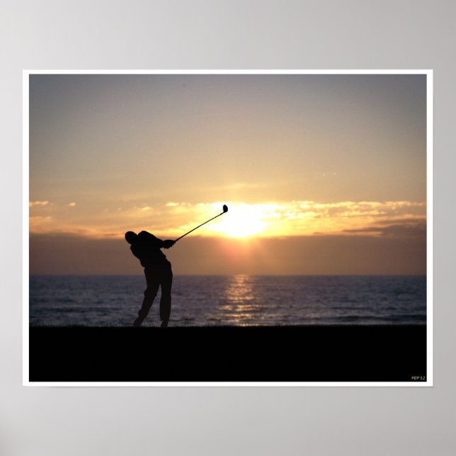 Póster Jogando Golfe Ao Sunset (Frente)