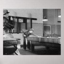 Póster Jogando Sinuca, 1940. Foto Antiga