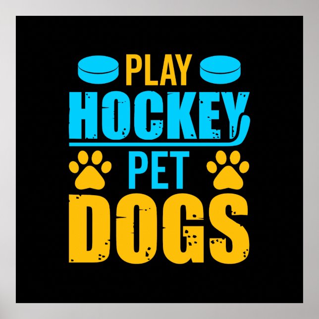 Poster Jogar Cachorros de Pet de Hockey (Frente)