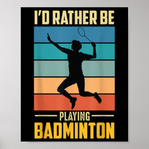 Poster Jogar Jogo de Jogador de Badminton Retro Peteca de