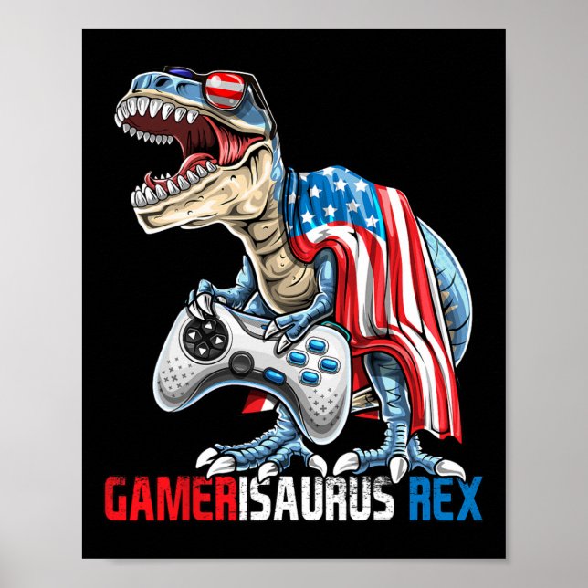 Poster Jogo 4 De Julho T Rex Dinossaur Amerisaurus Rex Bo (Frente)