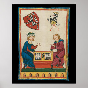 Poster Jogo Contra Gamão, Arte Medieval do Século 14