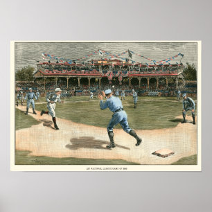 Póster Jogo da Liga Nacional de Basebol de 1886