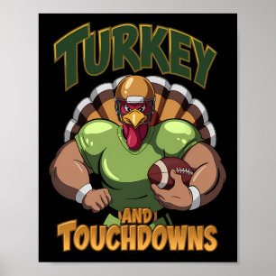 Poster Jogo de Ação de Graças de Futebol Turquia e Touchd
