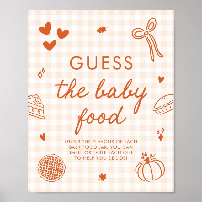 Poster Jogo de Adivinhação de Comida de Bebê Fall Gingham (Frente)