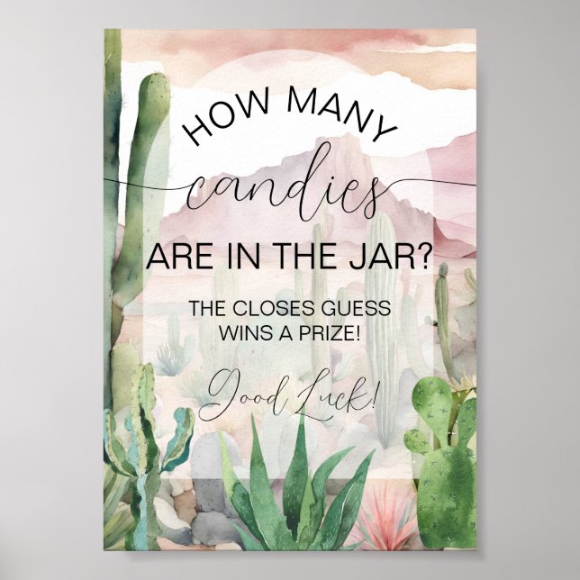 Poster Jogo de Adivinhação do Chá de fraldas de Boho Dese (Frente)