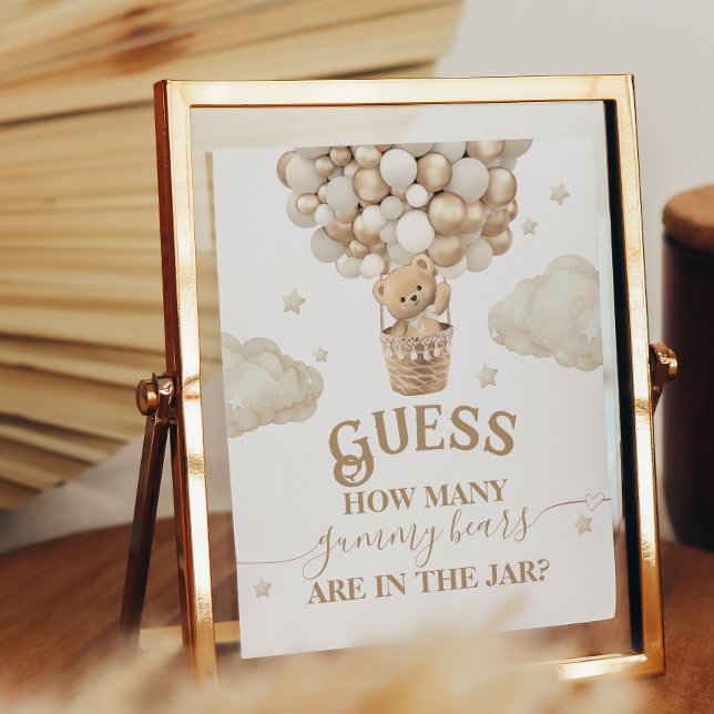 Poster Jogo de adivinhação do Chá de fraldas do Urso de T (Criador carregado)